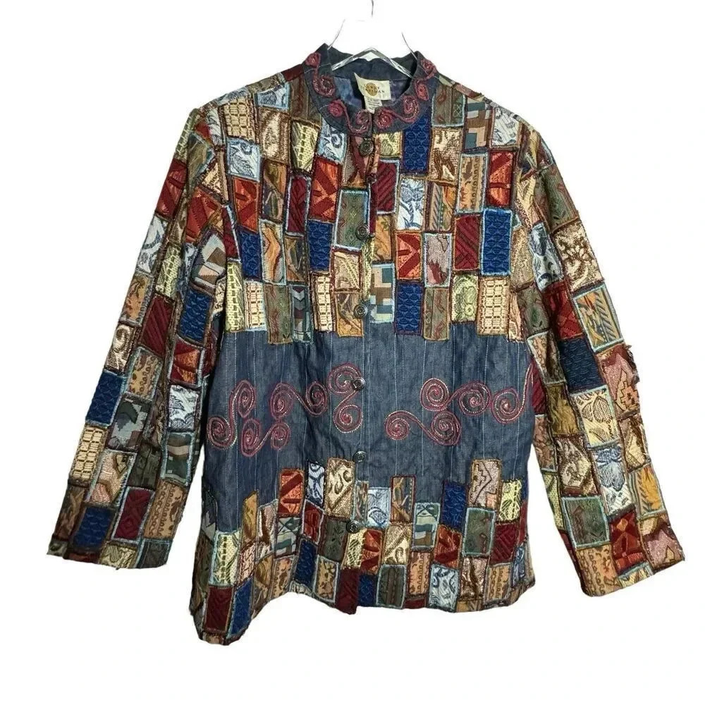 Sandy Starkman Vintage Patchwork Embroidered Coat… - image 1